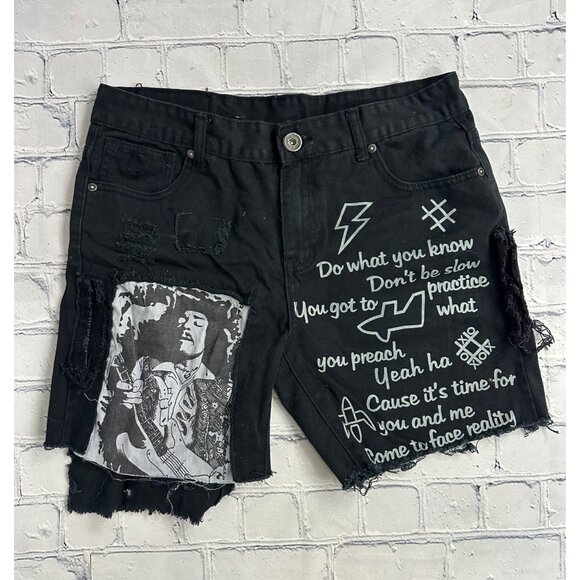 Custom Distressed Denim Knee Shorts